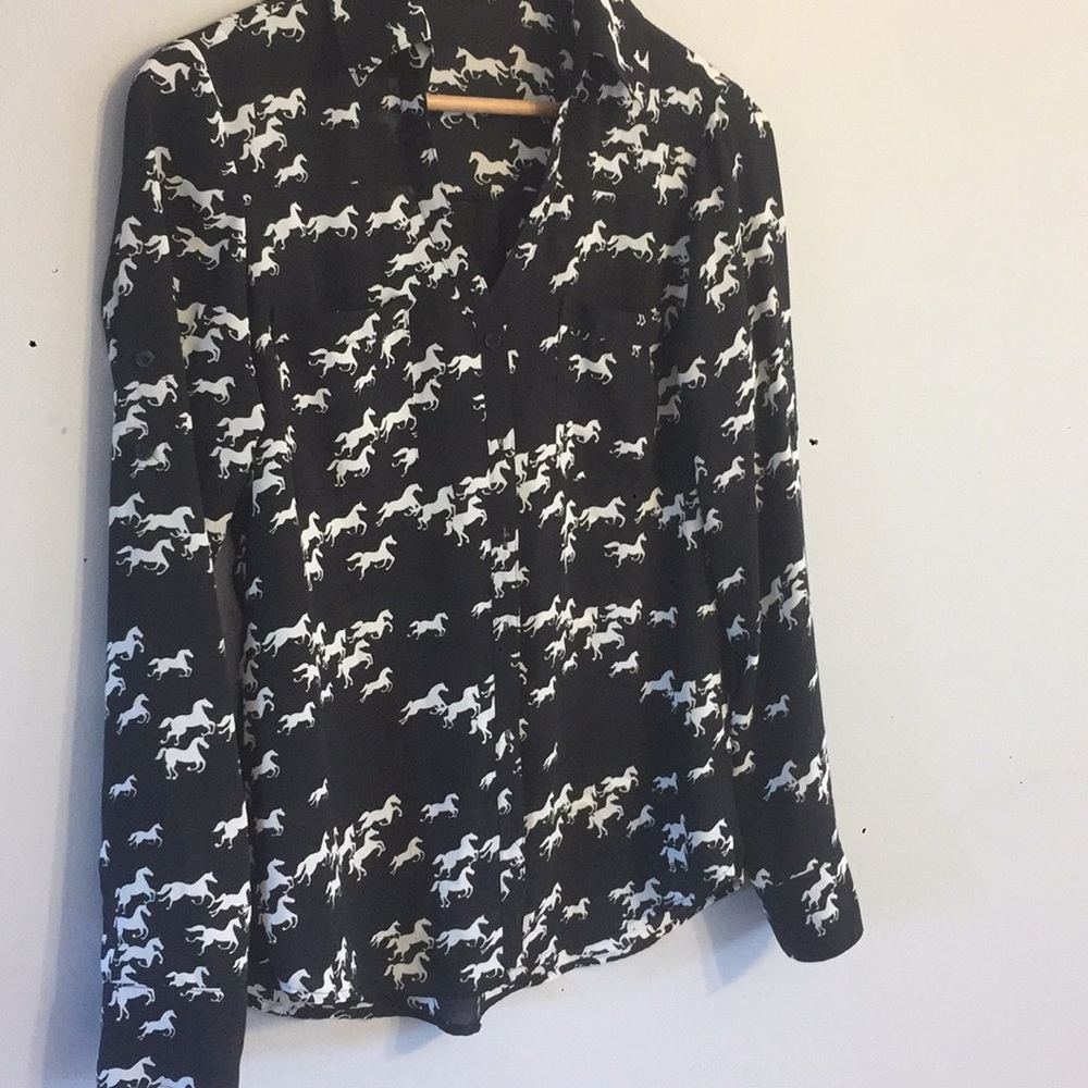 Black Horse Print Top